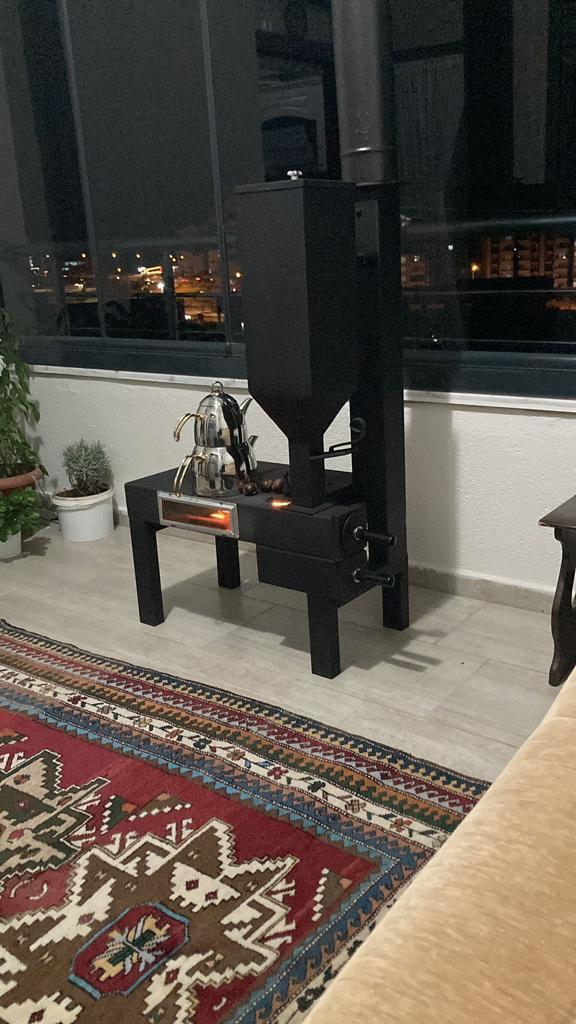 Yatay Model Pelet Soba - 120 m² Alanlar İçin Tek Camlı A1+ Belgeli Çam Peleti Soba